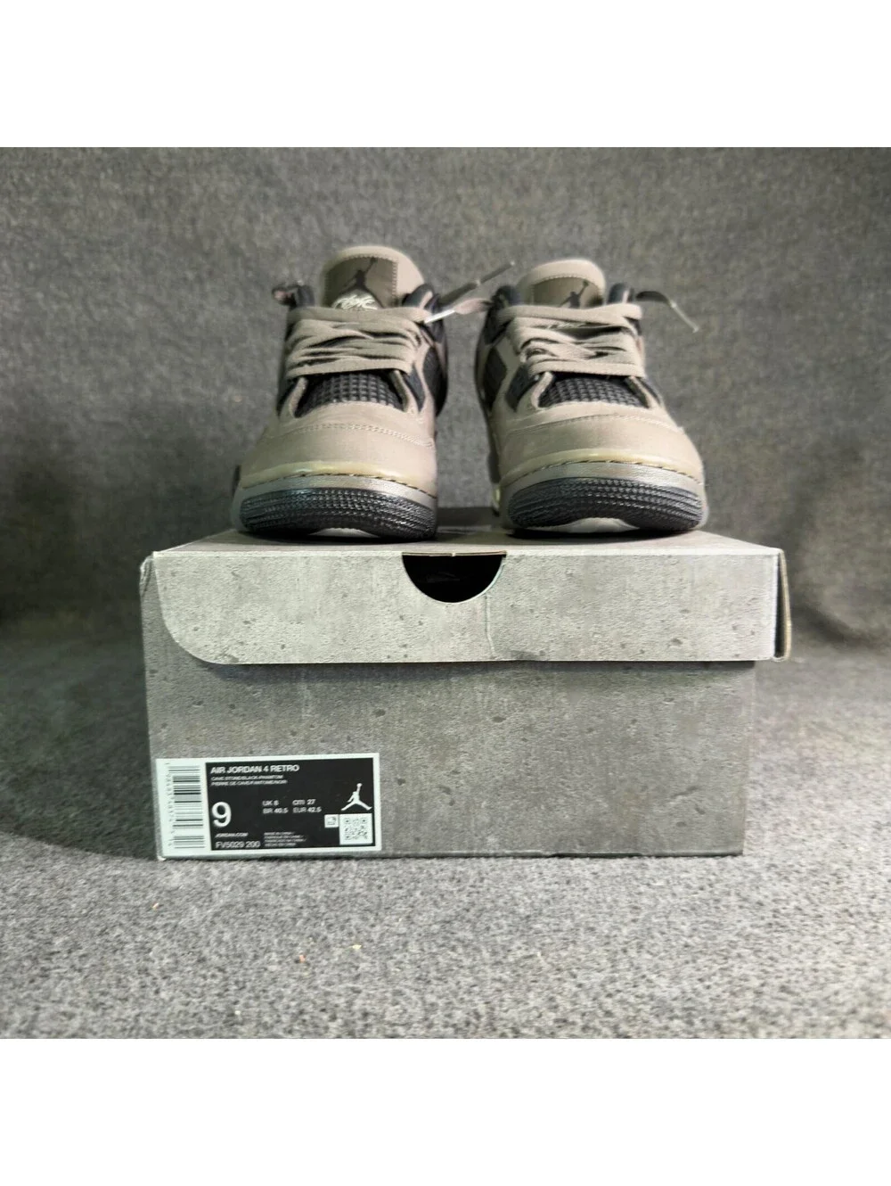 Air Jordan 4 Retro Cave Stone Black Mens Sz 9 Basketball Shoes FV5029-200